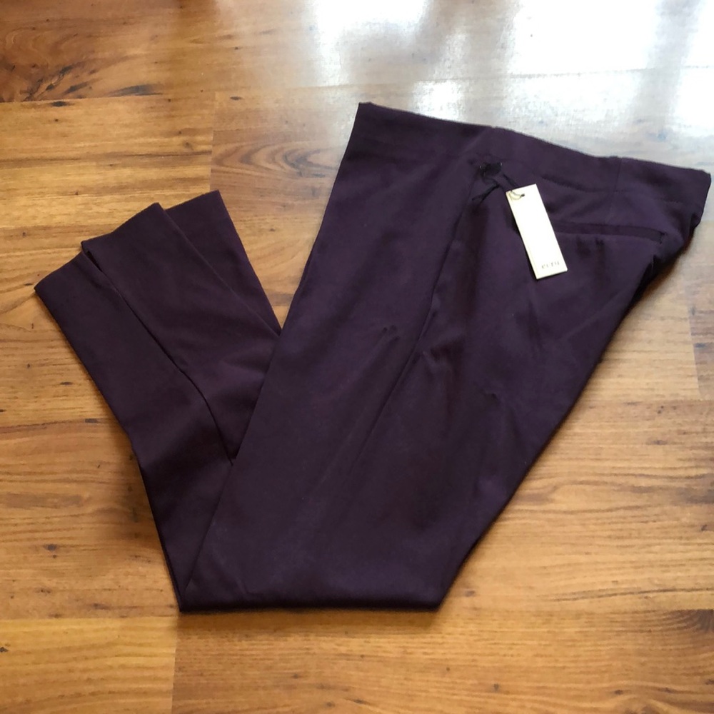 NWT Ecru eggplant pull on stretchy pant Size 12